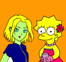 Dibujo Sakura y Lisa pintado por dibimatine