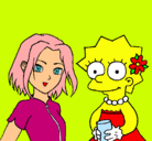 Dibujo Sakura y Lisa pintado por colorais