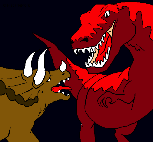 Dibujo Lucha de dinosaurios pintado por oscarrobot