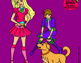 Dibujo Barbie con su perrito y una amiga pintado por valeria123