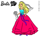 Dibujo Barbie vestida de novia pintado por claaudia