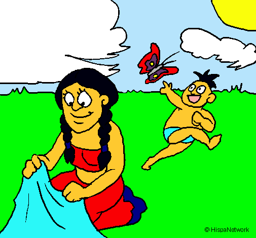 Madre e hijo mayas