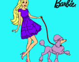 Dibujo Barbie paseando a su mascota pintado por candla
