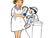 Dibujo Enfermera y niño pintado por enfermera