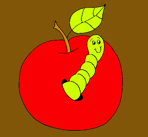 Manzana con gusano