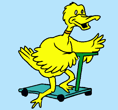 Pato en patinete