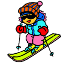 Dibujo Niño esquiando pintado por esquis