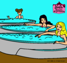 Dibujo Barbie y sus amigas en el jacuzzi pintado por peke06