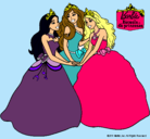 Dibujo Barbie y sus amigas princesas pintado por Quetzali