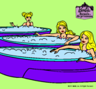 Dibujo Barbie y sus amigas en el jacuzzi pintado por catal