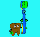 Dibujo Muela y cepillo de dientes pintado por ian2007