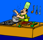Dibujo Cocinero en la cocina pintado por gjdorihbhnj 