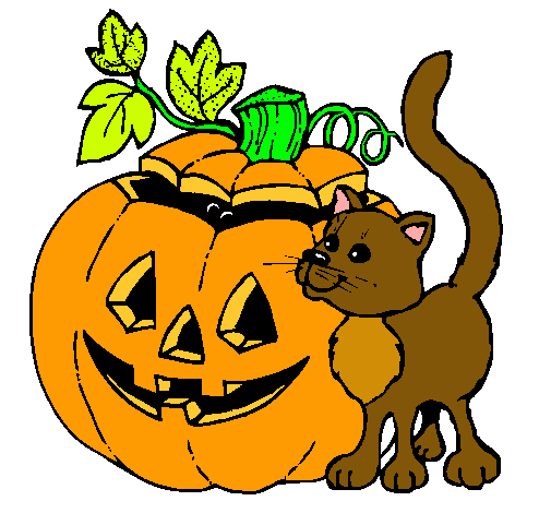 Calabaza y gato