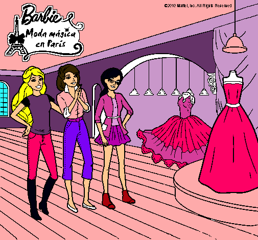 Barbie mirando vestidos