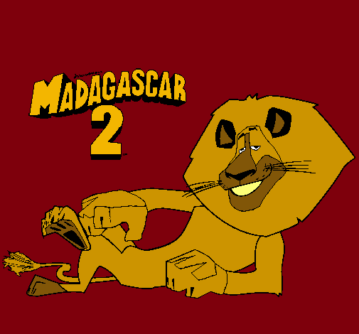 Dibujo Madagascar 2 Alex pintado por fuego