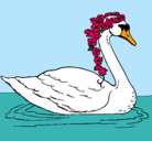 Dibujo Cisne con flores pintado por adios