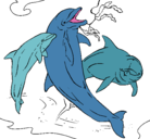Dibujo Delfines jugando pintado por nasti