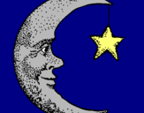 Dibujo Luna y estrella pintado por aprados