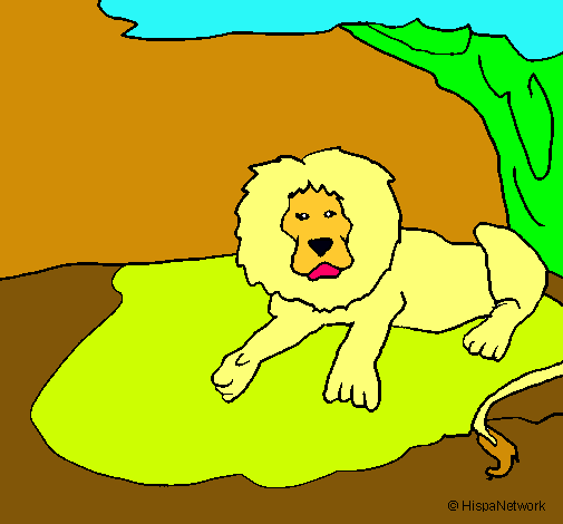 Dibujo Rey león pintado por abuelos