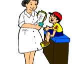 Dibujo Enfermera y niño pintado por enfermerita