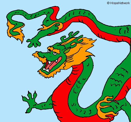 Dibujo Dragón chino pintado por valentinyo