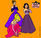 Dibujo Barbie y sus amigas vestidas de gala pintado por ianna