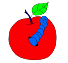 Dibujo Manzana con gusano pintado por joseito5
