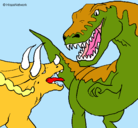 Dibujo Lucha de dinosaurios pintado por chapa3
