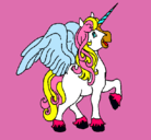 Dibujo Unicornio con alas pintado por alecool