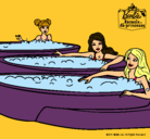 Dibujo Barbie y sus amigas en el jacuzzi pintado por Lilith