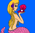 Dibujo Sirena y perla pintado por HUerta