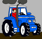 Dibujo Tractor en funcionamiento pintado por artemio