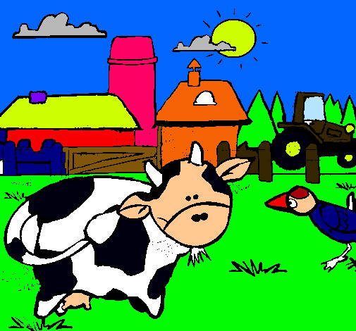 Vaca en la granja