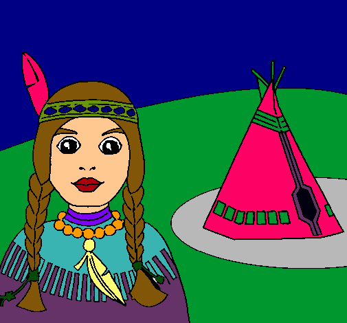 Dibujo India y tepee pintado por lauriis