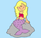 Dibujo Sirena sentada en una roca pintado por malena20
