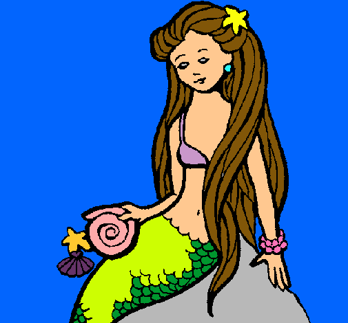 Dibujo Sirena con caracola pintado por la_morena