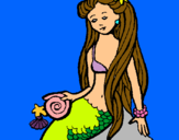 Dibujo Sirena con caracola pintado por la_morena