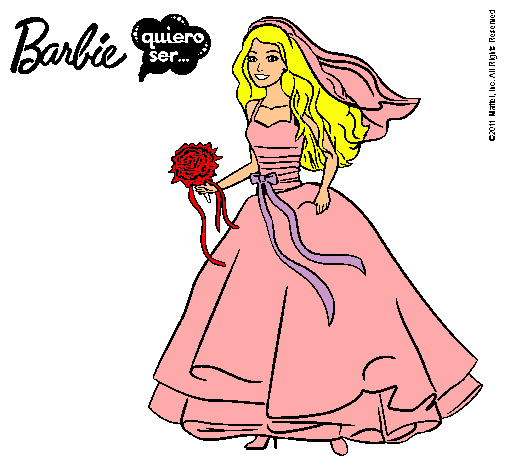Dibujo Barbie vestida de novia pintado por michell21
