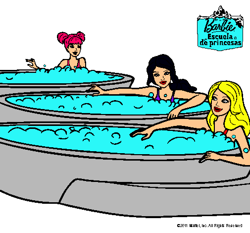 Barbie y sus amigas en el jacuzzi