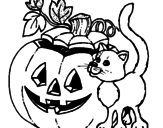 Dibujo Calabaza y gato pintado por rosenda