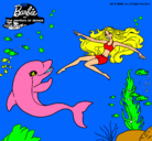 Dibujo Barbie jugando con un delfín pintado por zhamaka