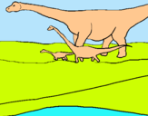 Dibujo Familia de Braquiosaurios pintado por JAVIS