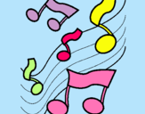 Dibujo Notas en la escala musical pintado por musical