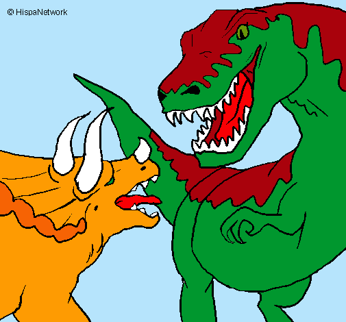 Dibujo de Lucha de dinosaurios pintado por Pelea en  el día  03-10-11 a las 03:10:14. Imprime, pinta o colorea tus propios dibujos!