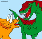 Dibujo Lucha de dinosaurios pintado por pelea