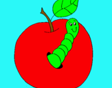 Dibujo Manzana con gusano pintado por 5728754