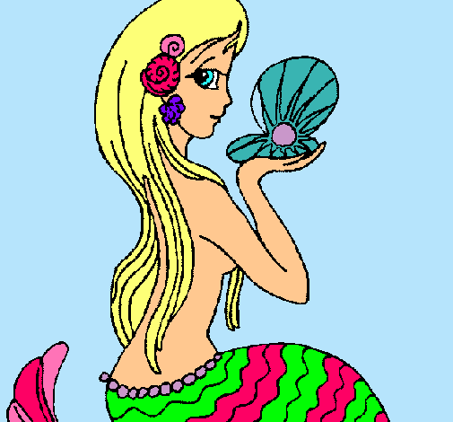 Dibujo Sirena y perla pintado por dieguio