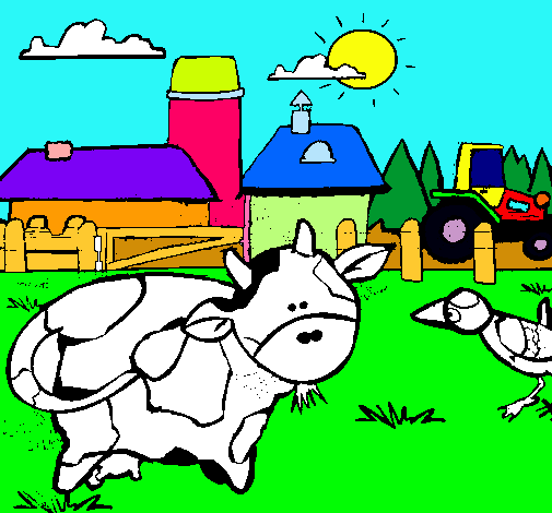 Vaca en la granja