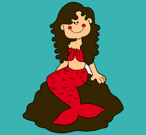 Dibujo Sirena sentada en una roca pintado por valen10