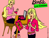 Dibujo Barbie y su hermana merendando pintado por Lulitta